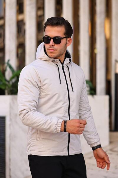 comstar Чоловічий куртка з підкладкою з хутра, водонепроникна, в смужку, з капюшоном і кишенями