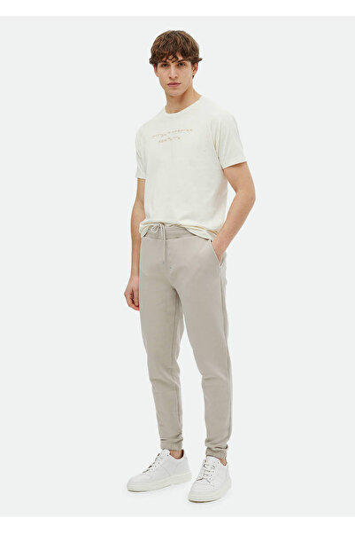 Ramsey Ecru Crew Neck 100% Cotton T-Shirt - Printed