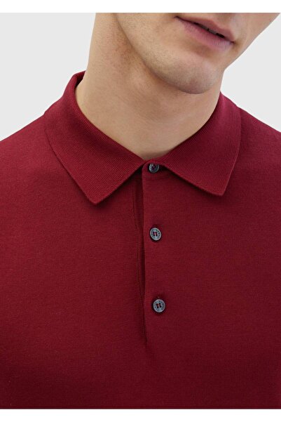 Ramsey Μπορντό πλεκτό με γιακά πόλο 100% βαμβάκι