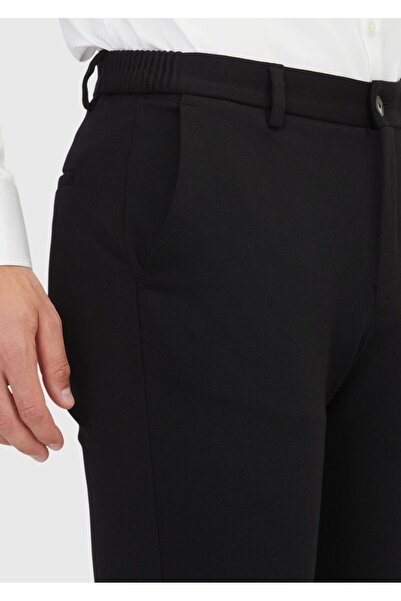 Ramsey Μαύρο ίσιο πλεκτό παντελόνι Jogging Fit Casual