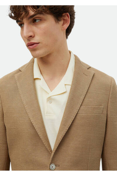 Ramsey Mink Color Slim Fit Cotton Blend Knitted Jacket