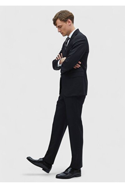 Ramsey Black Plain Regular Fit 100% Wool Suit