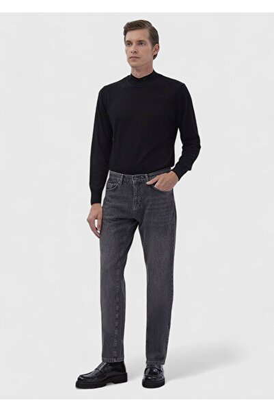 Ramsey Dark Gray Straight Regular Fit Denim 100% Cotton Trousers