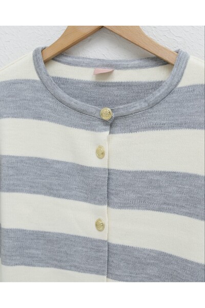 Modamorfo Ringelli Metal Button Steel Knit Casual Cardigan -Cream