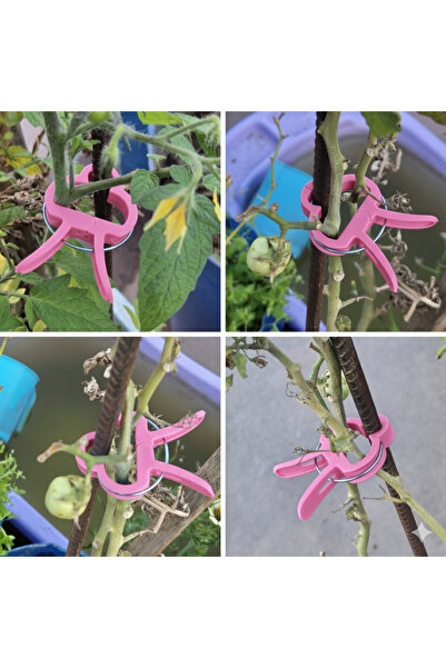 Bitki Bağlama Destek Mandalı Pembe 1 Adet Orta Boy