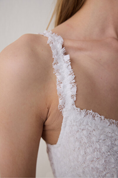Penti Crinkle Lace Corset Kırık Beyaz Croplet