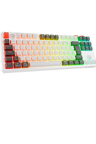 Rampage Yoru Tkl Pro Outemu Red Swich Mekanik Kablosuz Oyuncu Klavyesi-beyaz/gri