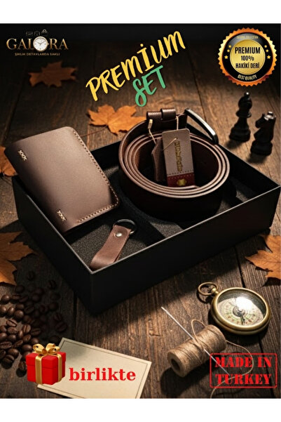 GALORA Genuine Leather 3-Piece Men's Wallet Belt Keychain Gift Set - Special ...