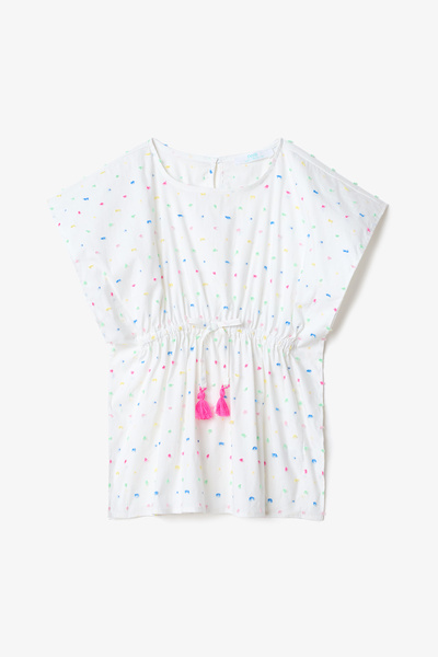 Penti White Girl's Nope Caftan with Tassel Accessories