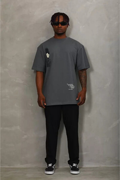 YALÇIN Smoked Unisex Oversize Printed Crew Neck T-Shirt