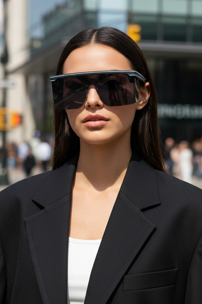 Kapin Balls Büyük Dikdörtgen Güneş Gözlüğü - Siyah