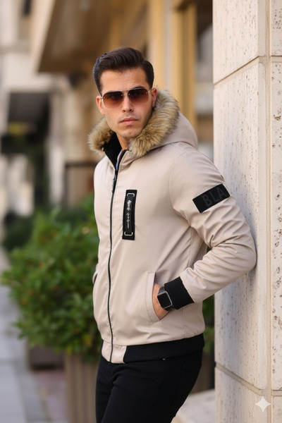 comstar Чоловічий водонепроникний капюшон з хутром, що знімається, з кишенями