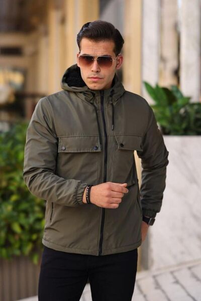 comstar Водонепроникний плащ з капюшоном і кишенями, хакі