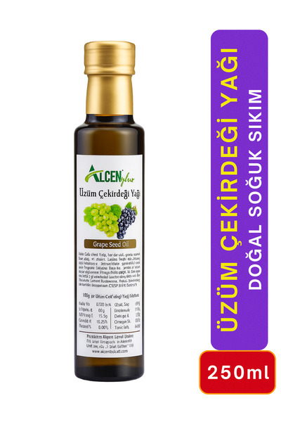 ALCEN LİFE Üzüm Çekirdeği Yağı 250 mL Soğuk Sıkım Saf Organik Cilt Bakımı Saç...