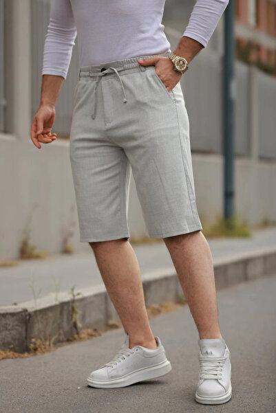 MODA Men's waist lace up and button down raglan fabric shorts