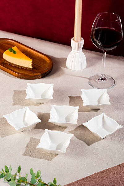 Porsima 15698 Bone Porcelain 6-Piece Mini Breakfast Set - Sugar Bowl, Jam Bowl, Sauce Bowl and Snack Bowl