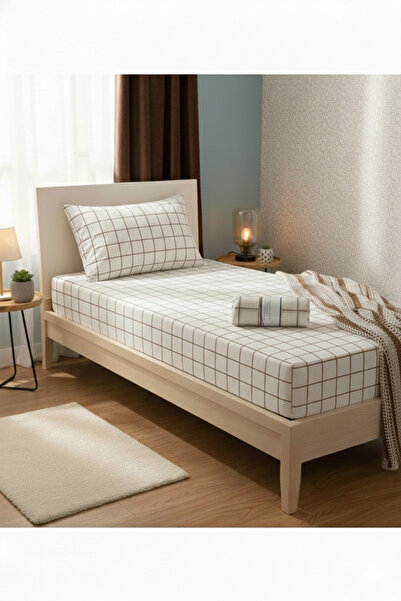 Home Square Patterned Single Fitted Sheet Set 100X200 cm