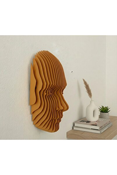 Tasarım Parametrik Ahşap Yüz Duvar Dekoru – 3D Katmanlı Geometrik | Modern El...