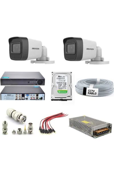 Hikvision 2 Kameralı Güvenlik Kamerası Full Set