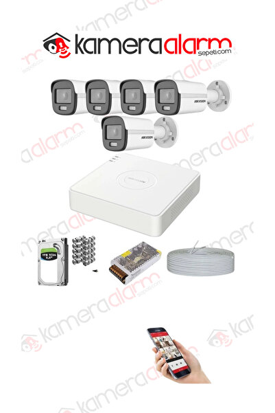 Hikvision Colorvu Gece-karanlıkta 7/24 Renkli 5 Kameralı Set 1tb 7/24 Hdd