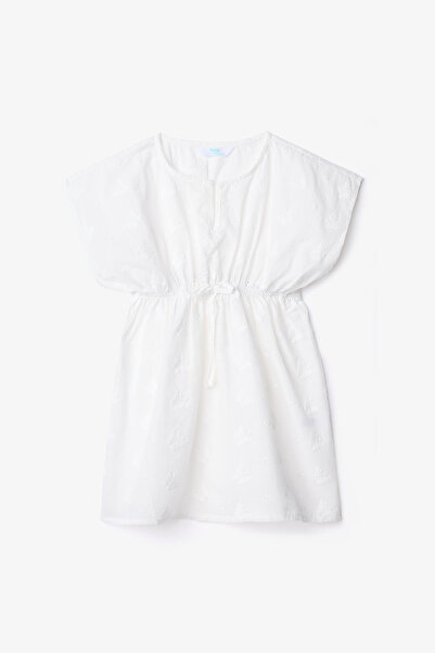 Penti White Girl Butterfly Short Sleeve V-Neck Kaftan