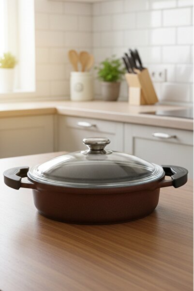 FALEZ Sedef Döküm 28 cm Karnıyarık Tencere Silikon Tutaçlı