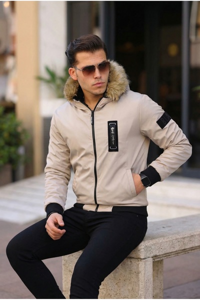 comstar Чоловічий водонепроникний капюшон з хутром, що знімається, з кишенями