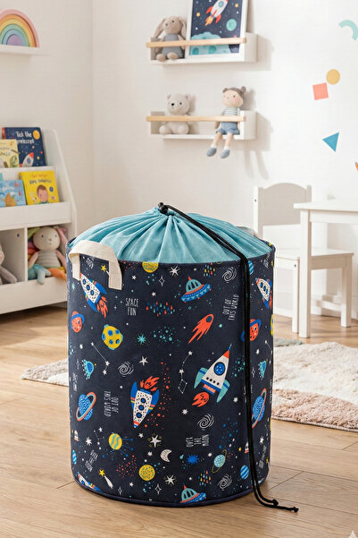 PH Prendi Home Foldable Astronaut Space Printed Mesh Laundry Bag Toy Storage Laundry Basket 32X40
