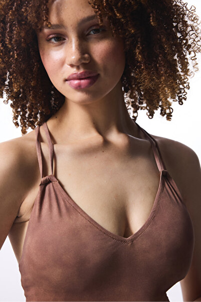 Penti Hellbrauner, abnehmbarer, mit Emery-Badeanzug überzogener Badeanzug