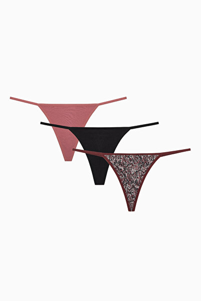 Penti Snake Cotton 3-Piece Multicolored String Panties