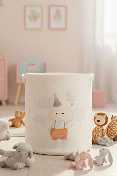 PH Prendi Home Χαριτωμένη φιγούρα κουνελιού τυπωμένη χωρίς δίχτυ Καλάθι αποθήκευσης ρούχων παιχνιδιών πολλαπλών χρήσεων 37x40