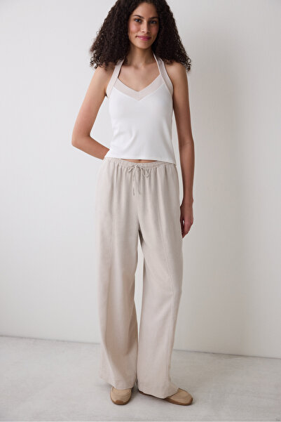 Penti Semi Crop Off-White Halter Top