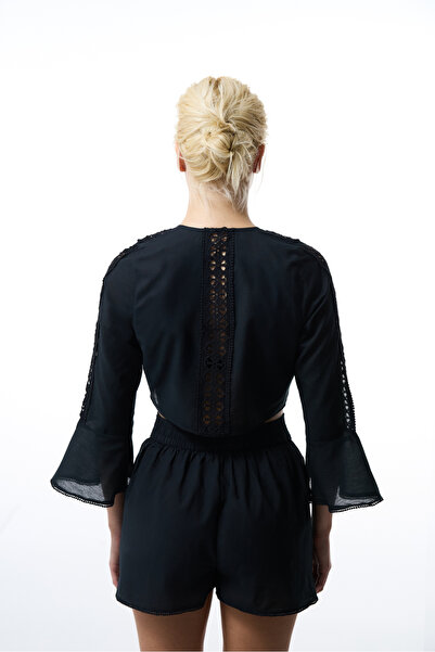 Penti Black West Poplin Crop Top Top