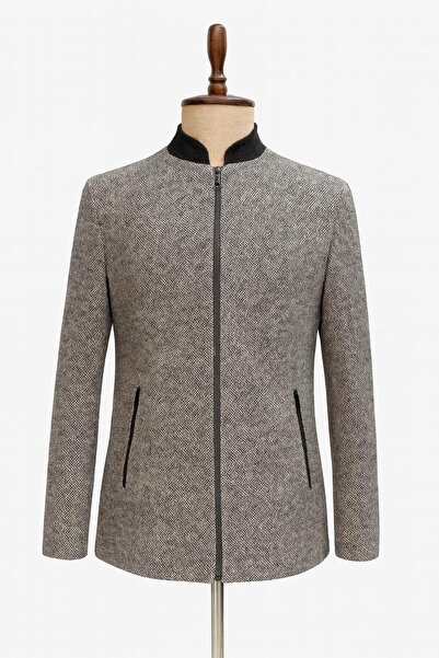 BERMUDA Men's Slim Fit Zippered Patterned Cashmere