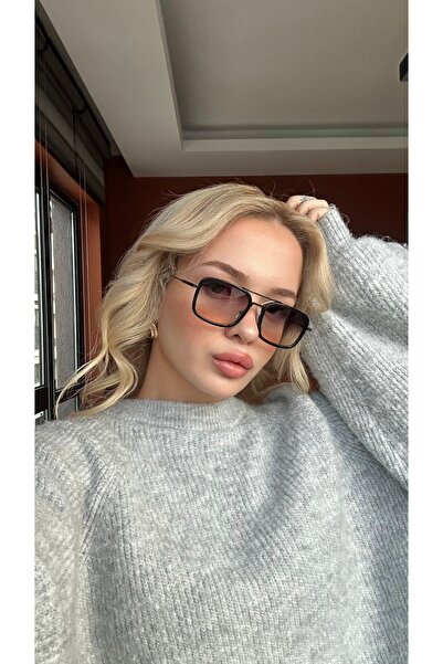 Angel Eyes Unisex Black Brown Gradient Glass Black Metal Frame Sunglasses