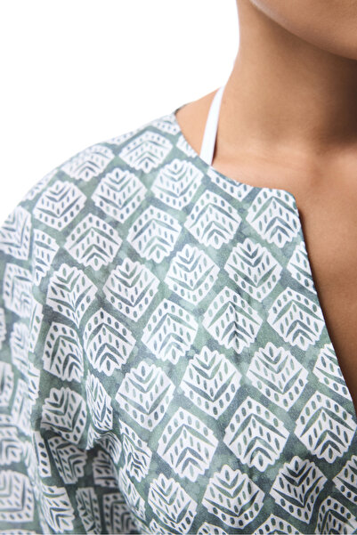 Penti Green Spring V-Neck Mini Kaftan