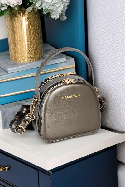 HAMILTON Original Women's Gray Adjustable Crossbody Leather Textured Stylish Shoulder and Hand Bag