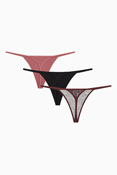 Penti Snake Cotton 3-Piece Multicolored String Panties