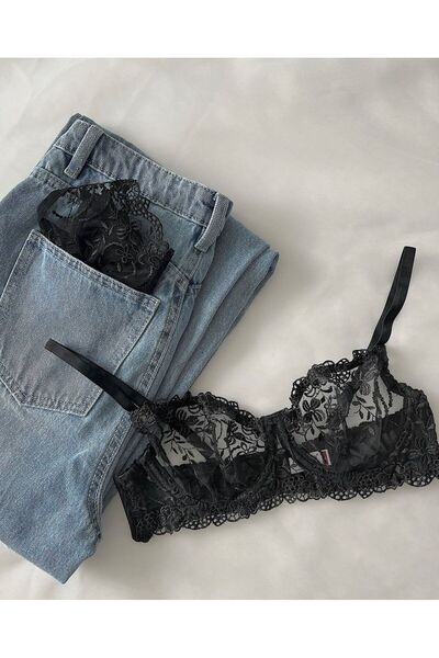 dem merys Бюстгальтер з чорним квітковим візерунком