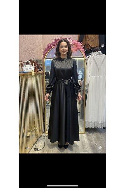 Suedcollection DM LİFE Saten Abiye Siyah