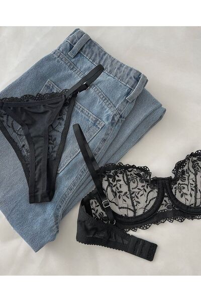 dem merys Бюстгальтер з чорним квітковим візерунком