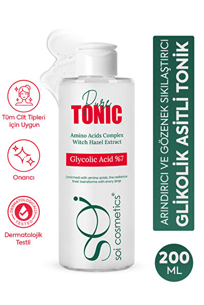 SOI Cosmetics Glikolik Asit Tonik 200ml - Gözenek Sıkılaştırıcı ve Arındırıcı...