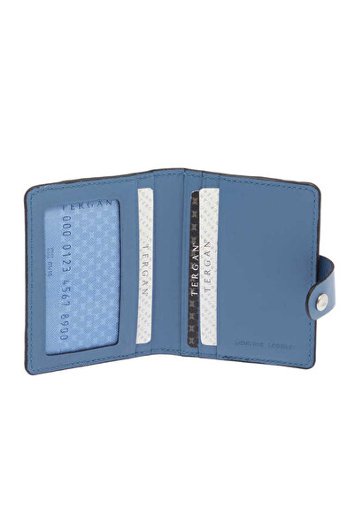 Tergan Blue Genuine Leather Unisex Credit Card Holder - S1Kk00001653-H7G