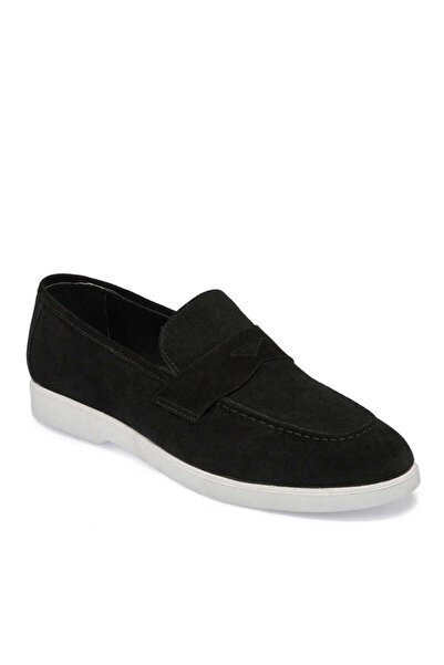 Tergan Siyah Hakiki Süet Deri Erkek Loafer - E24I1AY56784-A01