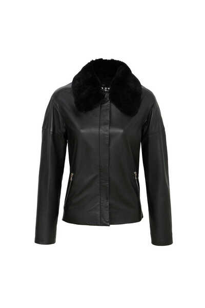 Tergan Siyah Hakiki Deri Kadın Hakiki Deri Mont - K23KDM320371-Q3H