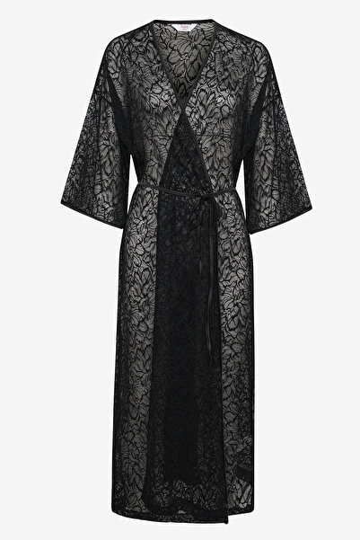 Penti Lacy Black Dressing Gown - 3 Lacy Black Dressing Gown - 4 New Season Lacy Black Dressing Gown
