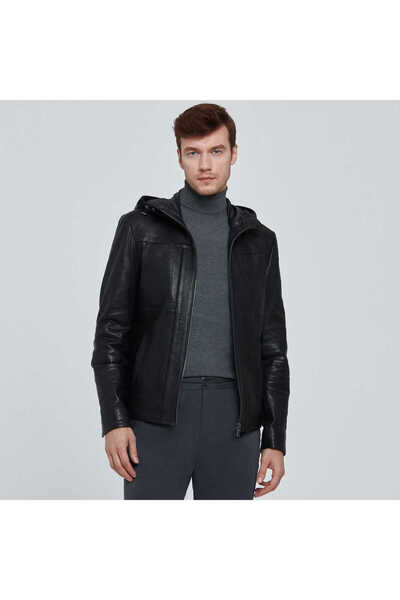 Tergan Siyah Hakiki Deri Erkek Deri Mont - E22KDM310328-Q4O