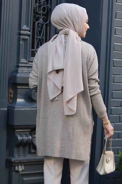 Neva Style κοτλέ Μινκ Τεσσέρτρικο Πλεκτό Τούνικ 65903V