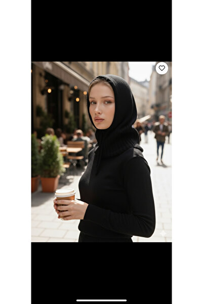 emybox İpli Örgü Triko Balaclava Kapüşonlu Kışlık Tesettür Başlık Kadın Bere