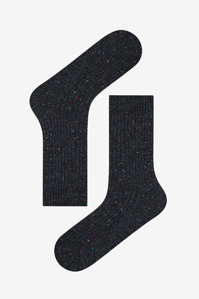 Penti Men's Ribbed Black Gray Socks